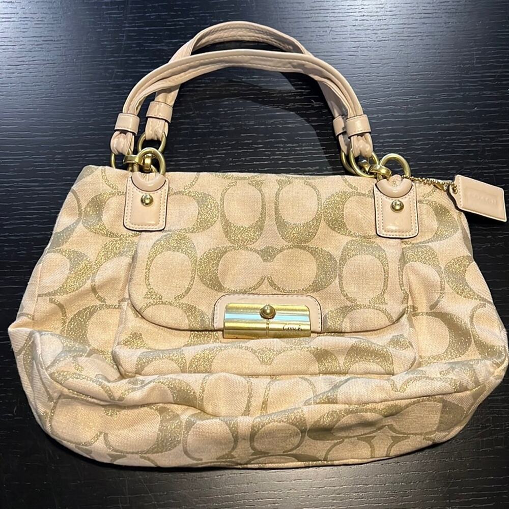 Coach Kristin Signature C Cream/Gold Canvas Satchel - Picture 1 of 11